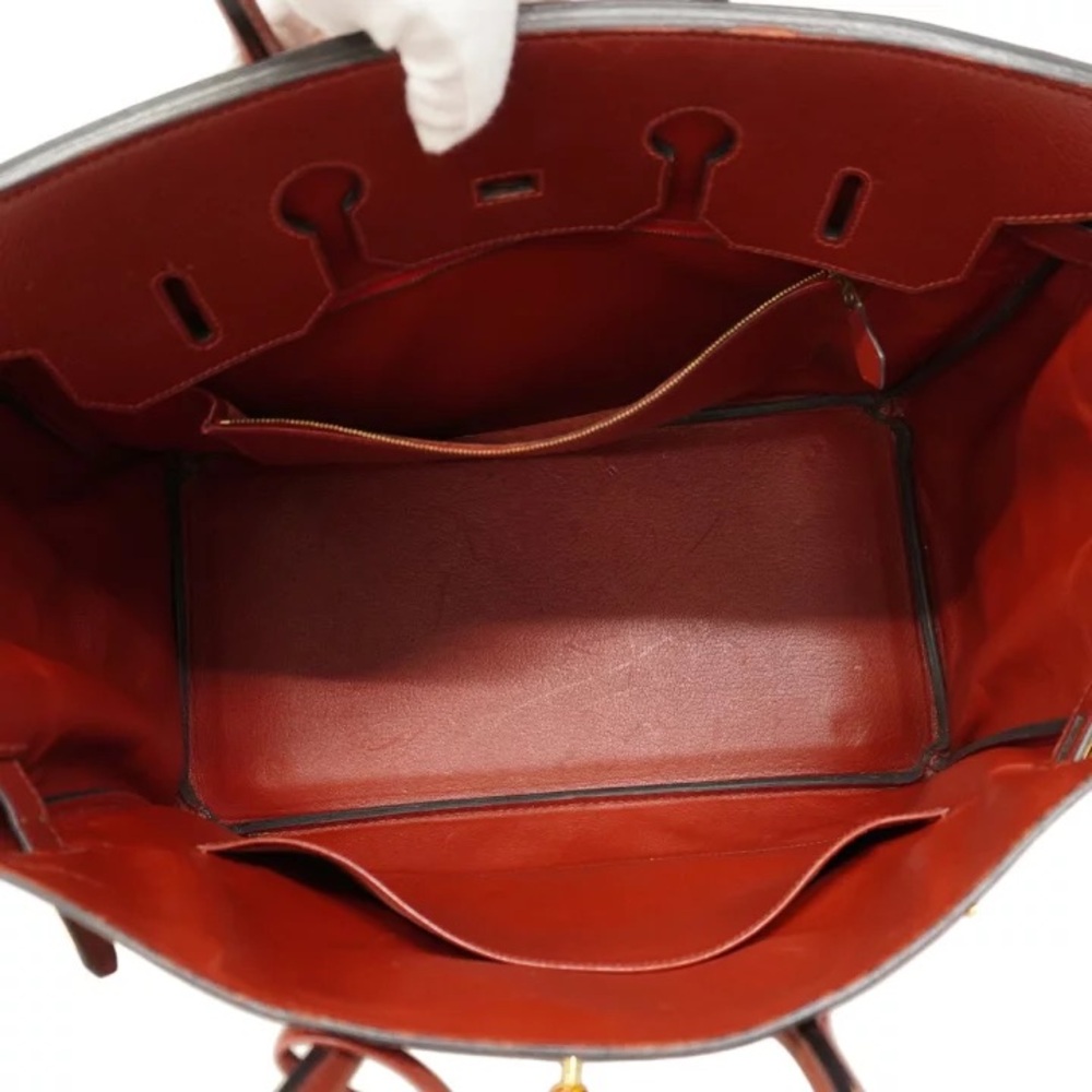 Authentic HERMES BIRKIN 35 Courchevel Rouge H burgundy leather bag - Picture 14 of 15